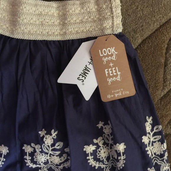 NWT Beautiful Blue Embroidered Skirt - Picture 3 of 4